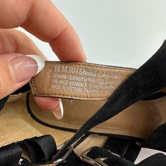 BP Nordstrom Black Suede Leather Strappy Buckle Zipper Back Open Toe Sandal 10 - Picture 7 of 7